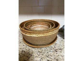 Amazing Set Of 3 Hand Made Nesting Ceramic Nesting Bowls - Largest Is Almost 14 Inches!