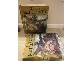 Pair Of Oversized Michelangelo Books: The Compete Work Of Michelangelo Hardcovers With Dust Jackets