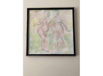 Original Abstract Nude Figural Pastel Artwork, Mixed Media, Awesome Texture!