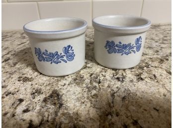 Small Stoneware Salt Boxes Or Open Storage Containers - Beautiful!