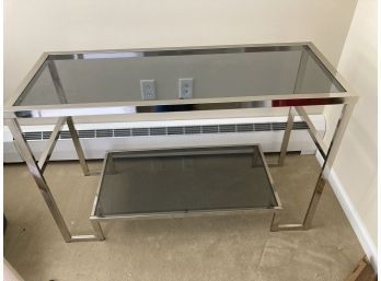 Modern 2 Level Glass And Metal Console Table  1 Of 2