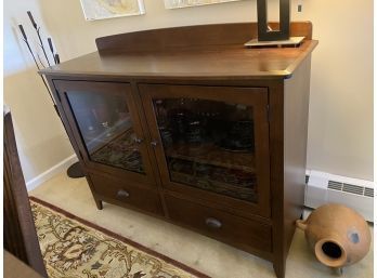 Contemporary Glass Front Two Drawer Dining Room Server Or Buffet
