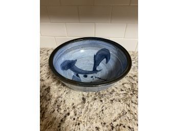 Blue Glazed Ceramic Pottery Bowl, Hand Made!