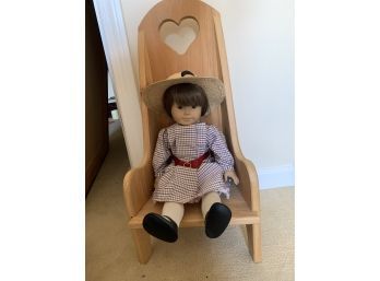 American Girl Doll Samantha With Multiple Outfits, Dress Patterns, Book And Wooden Chair