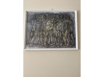 Original Unique Abstract Figural Artwork - Ink, Framed