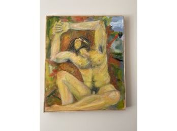 Signed Original Acrylic On Canvas Nude Figure - Stunning Colors!