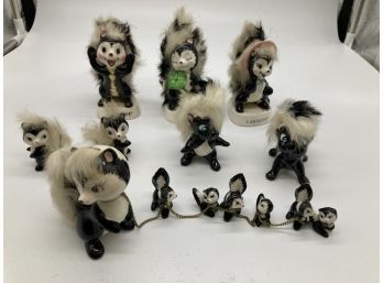 Adorable Collection Of Skunks  By Napco Ceramic, Japan