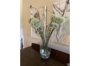 Elegant Glass Vase With Faux Flowers