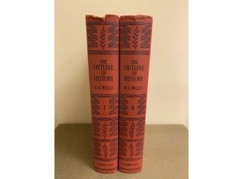 Vintage 1956 H.G. Wells' The Outline Of History Books Volume 1 & 2 Hardcover