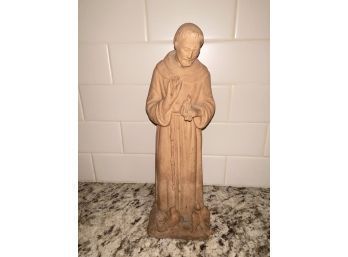 Saint Francis With Birds Clay Statue, Made In Italy