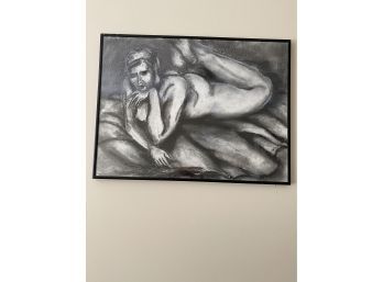 Beautiful Nude Figural Sketch Of A Woman, Charcoal On Paper