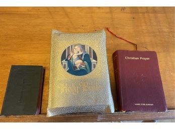 Lot Of 3 Religious Texts: 1953 Holy Bible, St. Joseph Daily Missal, & Christian Prayer
