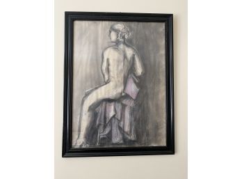 Stunning Nude Figural Drawing With Charcoal And Media