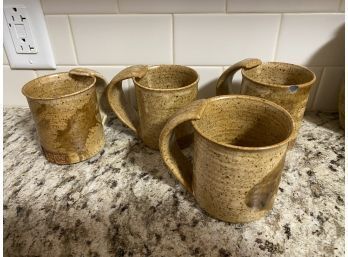 Handcrafted Mug Set Of 4 With Handles, Beautiful Neutral Finish