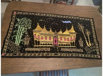 Large Unique Tapestry On Velvet - Measures About 26 Inches By 48 Inches - Very Cool Piece!