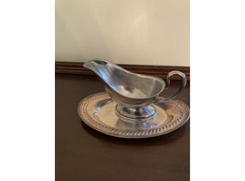 Silver Plate Gravy Bowl And Tray