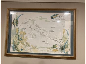 Bahama Islands Map Framed And Matted