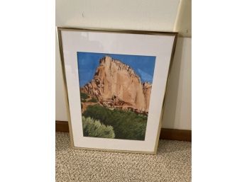 Framed And Matted Artwork Of A Mountain