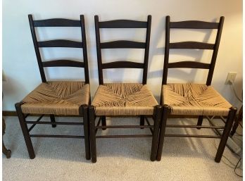 Set Of 3 Ladderback Chairs With Rope Seats