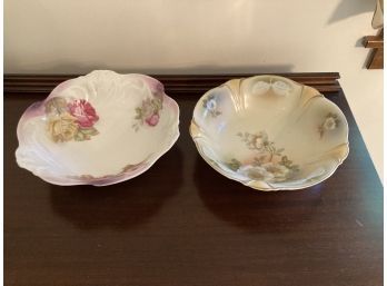 Pair Of Gorgeous German Floral Serving Bowls