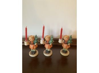 Lot Of 3 Vintage Hummel Figurines Candle Holders Christmas & Holiday Decor