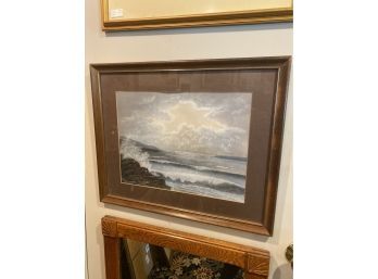 Gorgeous Seascape! Original Painting On Paper, Framed, Matted & Signed!