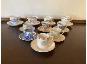 Huge Lot Of 10 Vintage & Antique Tea Cups & Saucer Sets - Including Belleek, Rosenthal, W.R. Midwinter, More!!