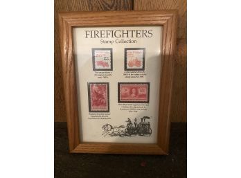 Collection Of Firefighters Stamps, Framed