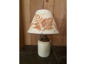Very Cool Stoneware Jug Lamp With Pressed Ferns Shade