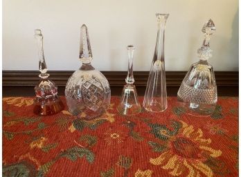 Lot Of 5 Clear Glass Decorative Bells