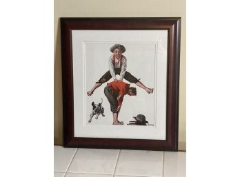 Norman Rockwell Leap Frog Lithograph Professionally Framed And Matted