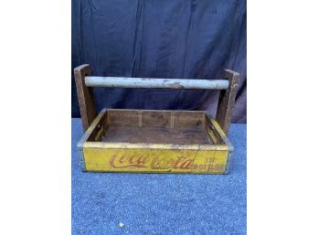 Vintage Cocal-cola In Bottles Wooden Crate Box With Handle
