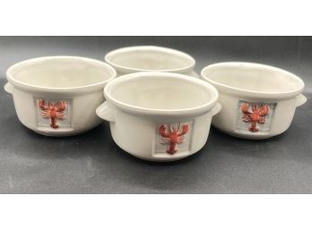 Set Of 4 Lobster Bisq Soup Bowls By Nantucket