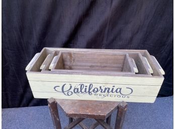 Set Of 3 California Delicious Nesting Wooden Display / Storage Boxes