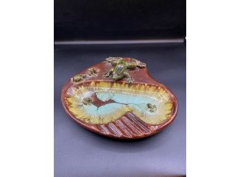 Very Cool MCM Frogs & Pond Glazed Ceramics Ash Tray