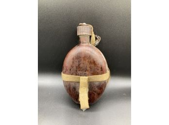 WW2 German Army African Corps Flask Coconut Shell With Aluminum Inside