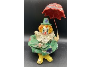 Paper Mache Clown With A Umbrella