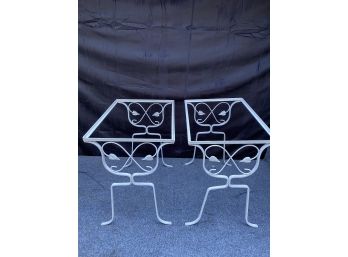 2 Of 2: Pair Of Vintage Metal Decorative Patio Side Tables