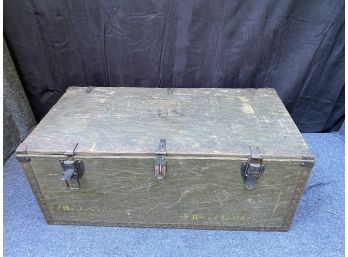 Awesome Wooden US Military Trunk With Great Strap Hinges & Tons Of Character!