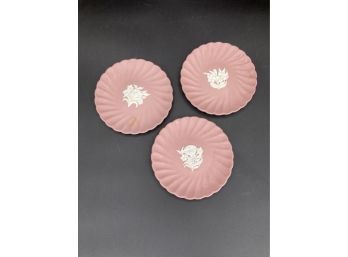 3 Pink Wedgewood Jasperware Plates