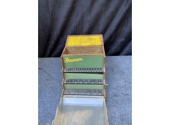 Vintage Hanson Drill Bit Display Countertop Display Case For Tools With Information Chart