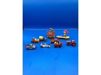 Lot Of 9 Vintage Charlie Brown Character Cars
