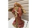 Stunning Quality Tall Gilded Angel Statue Christmas Decoration With Porcelain Face - Over 2ft Tall!