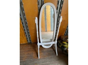 White Full Size Mirror On Stand
