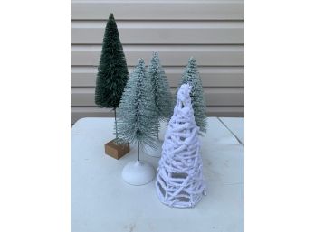 Lot Of 5 Christmas Decor Winter Tree Figurines