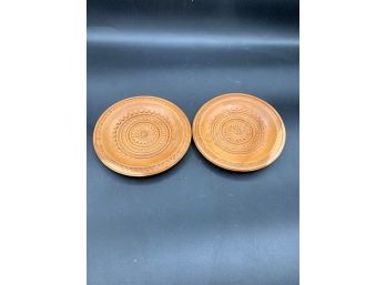 Pair Of Small Wooden Plates Decorative