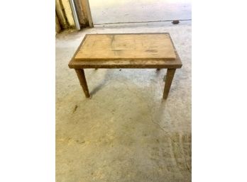 Small Iron Stool With Wooden Center.
