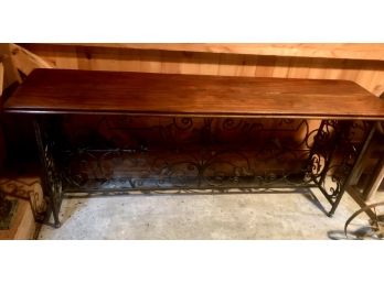 Stuning Console Or Hall Table With A Wooden Top And Iron Base By Highland House