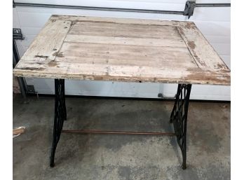 Country Rustic Table With Signer Sewing Machine Base!