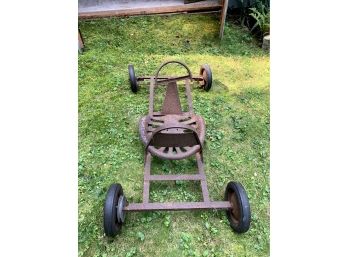 Antique Homemade Iron Go Cart With A Tractor Seat!
